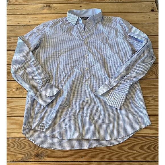 Tailorbyrd Other - Tailorbyrd Button Up Check Shirt Size 17 Men’s Blue Long Sleeve